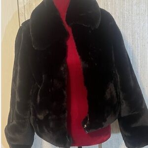 New York & Company Plush Black Faux Fur Coat